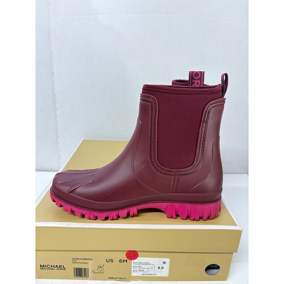 Michael Michael Kors Women's Tucker Merlot Pull-On Rain Booties Waterproof Sz 6M - Picture 2 of 6